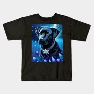 Black Labrador Blue Glow Kids T-Shirt